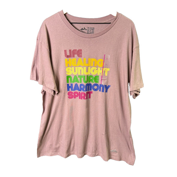 Phluid Project XXL T-Shirt Pink Life‎ Healing Nature Harmony 100% Cotton Unisex - Picture 1 of 7
